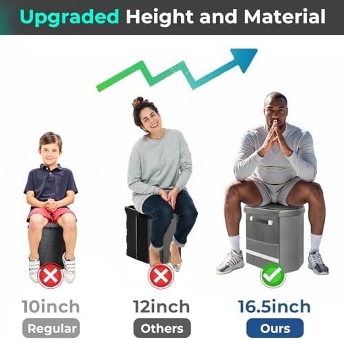 2026 Upgraded XL Portable Toilet for Adults,Tall Camping Toilet with Lid and Convenient Carry Bag, Portable Potty for Camping, Hiking, Car Travel,Truck, RV, Boating, Road Trips, Beach (Gray, 16.5''H) - Image 3