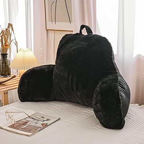 Aimuan Reading Pillow Bed Rest Wedge Large Adult Backrest Pillow with Arms Back Support for Sitting Up in Bed Cushion Incline Rest Sleeping Snoring Pillow, Black Large by AIMUAN