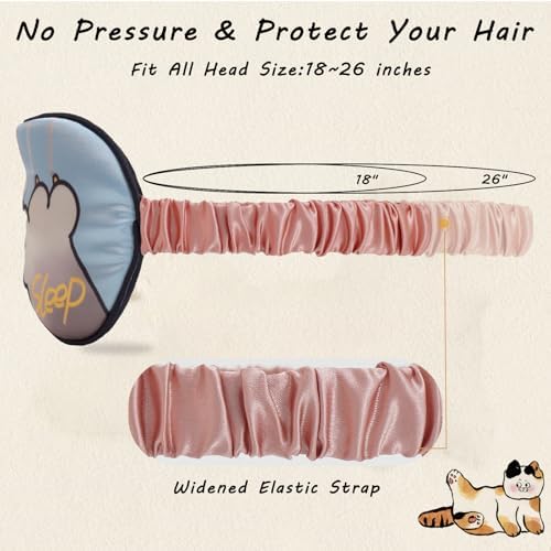 Sleep Masks, 3 Packs Silky Satin Eye Masks for Sleeping,Effective Light Blocking Blindfold for Men Women, Cute Cat Paw Design, with No-Pressure Elastic Strap - Image 3