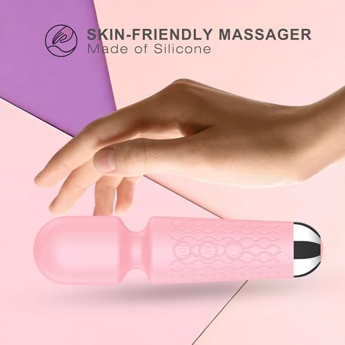 Handheld Cordless Mini Massager, Powerful Quiet with Waterproof, 20 Modes & 8 Speeds Vibration Wand for Back Neck Shoulders, Muscle Soreness Relief & Recovery (Pink) - Image 2