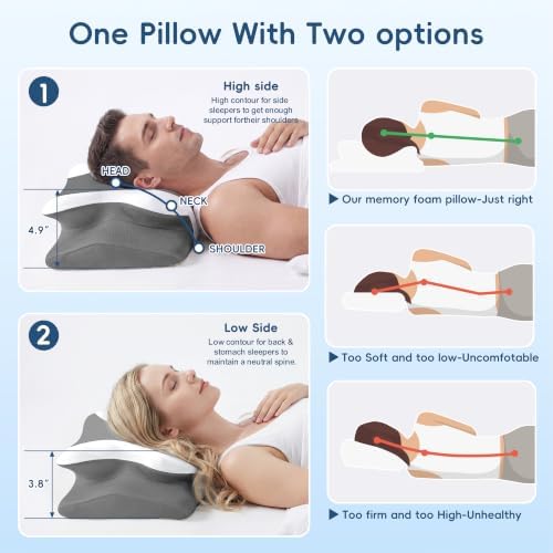Cervical Neck Pillow for Pain Relief, Ergonomic Contour Memory Foam Pillow - Image 4