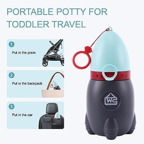 Portable Potty for Kids – Leak-Proof Rocket Travel Urinal for Boys & Girls, Lightweight Road Trip Essential for Car, Camping, Potty Training, Easy-Clean Reusable Pot(Quiet Blue) - Image 2