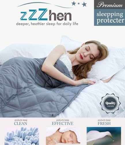 ZZZhen Weighted Blanket - High Breathability - 48''72'' 15LB - Premium Heavy Blankets - Calm Sleeping for Adult and Kids, Durable Quilts Grey, 48''72'' - 15LB - Image 2