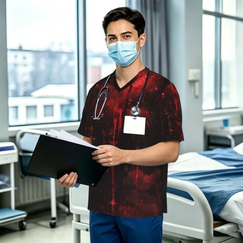 Men's Scrub Top,V-Neck Spill Wrinkle Resistant,3 Pockets-Tarot (4) - Image 3
