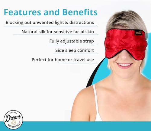 Dream Essentials Ultra Silk 360 Sleep Mask, Mulberry Silk Blindfold Eye Mask with 2 Fully Adjustable Straps, Thin Profile Night Mask Great for Side, Stomach, or Back Sleepers - Black - Image 3