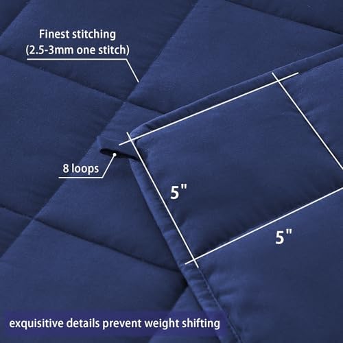 yescool Weighted Blanket for Adults (30 lbs, 88" x 104", Blue) Cooling Heavy Blanket for Sleeping Perfect for 290-310 lbs, King Size Breathable Blanket with Premium Glass Bead, Machine Washable - Image 6