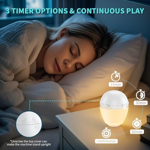 3 in 1 Smart Sound Machine, White Noise Machine with Noise Detection, Night Light, Speaker, Rechargeable Battery, 26 Soothing Sounds and Portable Design for Kids & Adults - Image 6