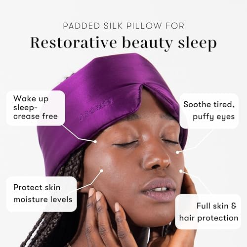 DROWSY Silk Sleep Mask - Face-Hugging, Padded Cocoon for Luxury Sleep in Total Darkness - 100% Pure Mulberry Silk (Purple Martini) - Image 3