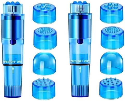 Mini Portable Small Massage Tool 4 Heads Massager Pocket for Women Neck Shoulder Face Back Foot Muscles (2Pk Blue) by Gajoin