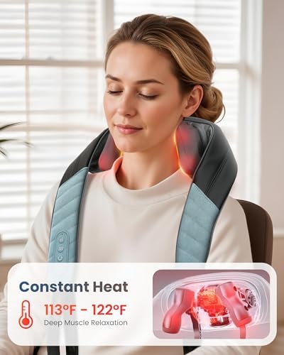 COMFIER Cordless 4D Shiatsu Neck & Shoulder Massager with Heat, Blue - Image 4