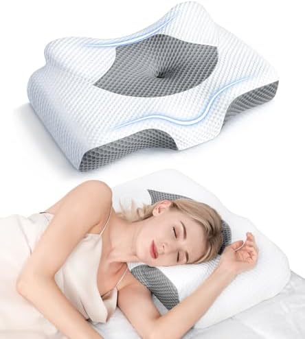 Osteo Cervical Pillow for Neck Pain Relief, Hollow Design Odorless Memory Foam Pillows with Cooling Case, Adjustable Orthopedic Bed Pillow for Sleeping, Support for Side Back Sleepers by OSTEO
