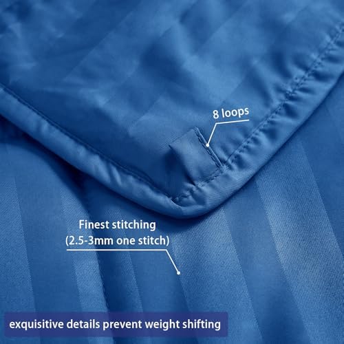 Weighted Blanket for Adults (20 lbs, 48" x 72", Midnight blue Stripes) Heavy Blanket for Sleeping Perfect for 190-210 lbs, Twin Size Breathable Blanket with Premium Glass Bead, Machine Washable - Image 5