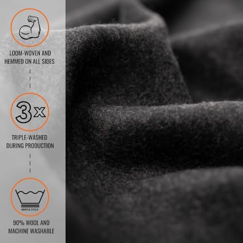 Arcturus Tahoe Wool Bed Blanket | Soft, Breathable Wool Blanket for Year-Round Comfort - Queen Size (90"x 96") | Thick & Washable (Charcoal Gray) - Image 2