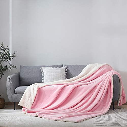 NANPIPER Flannel Blanket Reversible Sherpa Throw Blanket Super Soft Fuzzy Plush Fleece (90"x90",Pink) Queen - Image 2