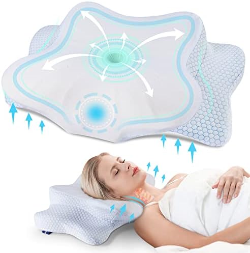 DONAMA Cervical Pillow for Neck and Shoulder Pain Relief, Cooling Contour Memory Foam Pillow, Dual-Height Ergonomic Neck Support Pillow for Side Back Stomach Sleepers with Removable Pillowcase by DONAMA