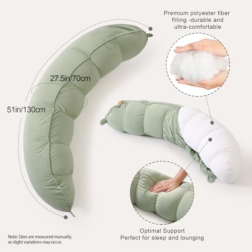 Peallow(Pat. Pend) – Long Round Body Pillow for Adults, Bolster Pillow for Sleeping, Soft and Supportive Pillow for Sleeping & Lumbar Support (Celadon Green,39") - Image 3