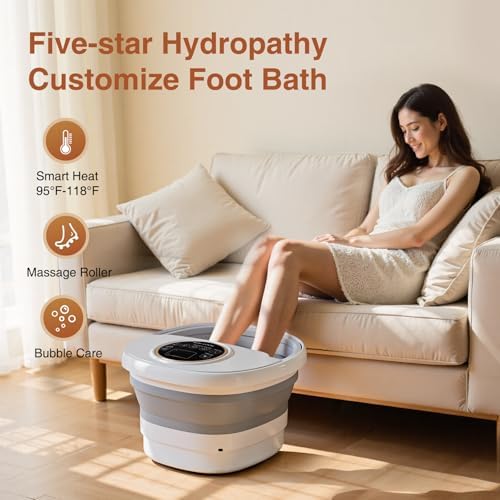 Electric Pedicure Foot Spa with Bubble and Heat,Collapsible Foot Soaking Tub with Remote Control,Pedicure Tools for Feet and Automatic Foot Massager,Foot Bath Soak Tub - Image 3
