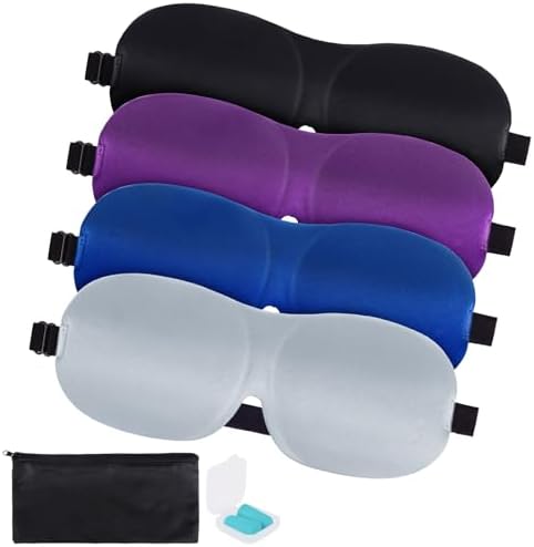 4-Pack Eye Masks for Sleep with Adjustable Strap Comfortable Sleep Masks for Women and Man Night Sleep, Travel, Nap Gery by Unknown