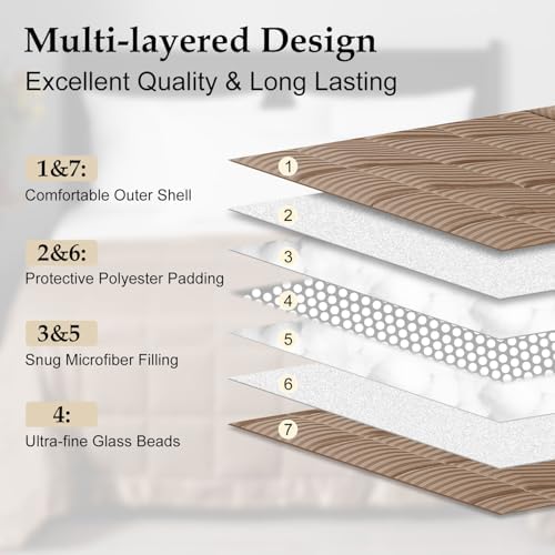 downluxe Weighted Blanket Queen Size, 15 lb Weighted Blanket with Glass Beads for All Season, Machine Washable Heavy Blanket (Brown, 90 X 90 Inch) - Image 4