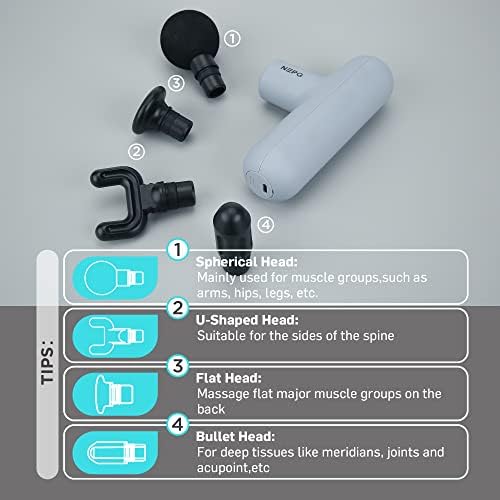 NEPQ Mini Massage Gun, SK6 Fascial Gun Portable Deep Tissue Percussion Muscle Back Head Massager for Pain Relief with 4 Massage Heads 4 Speed High-Intensity Vibration Rechargeable (Gray) - Image 4