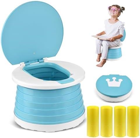 Portable Potty for Toddler Travel Foldable Potty Seat for Toddler Training Toilet for Kids Boys Girls Car On The Go Potty Travel Toilet Chair for Camping Park Indoor/Outdoor by VISATOR