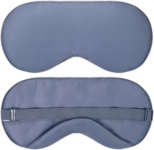 Sleep Mask - Navy Gray, 100% Viscose Derived from Bamboo - Lightweight Eye Mask with Adjustable Strap - Blackout Sleeping Blindfold for Women & Men - Comfortable Light Blocking Eye Cover by VeganSilk