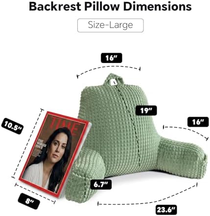 19" Back Support Pillow for Dorm Room Essentials,Green Flannel,Large - Image 5