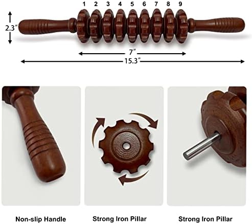2Pcs Wood Massage Roller Stick for Muscle Relief & Cellulite Reduction - Image 3