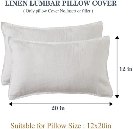 Simple&Opulence 100% Linen Lumbar Pillow Cover 12 x 20 Inches Set of 2 Rectangular Decorative Throw Cushion Cover for Couch Sofa Bed Living Room Office Soft Breathable Farmhouse - White - Image 4