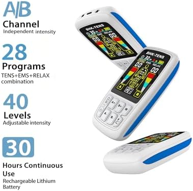 TENS Unit EMS Muscle Stimulator, 3-in-1 Dual Channel Electronic Pulse TENS Machine with Clear LCD Screen, 28 Modes Rechargeable Pain Relief Machine for Back, Sciatica, Neck, Knee & Muscle Soreness - Image 3