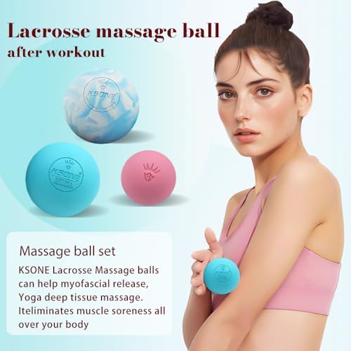 KSONE Massage Lacrosse Balls -Massage Balls for Myofacial Release&Trigger Point Therapy-Set of 2-Hard Lacrosse Massage Ball &Soft Massage Ball with one mini Ball - Image 2