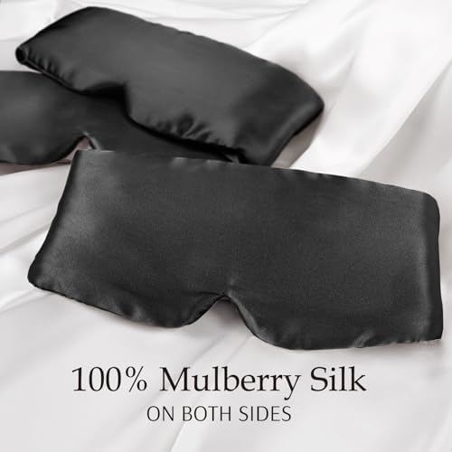 Zenssia 100% Mulberry Silk Sleep Mask Eye Mask for Men and Women, Black - Image 2