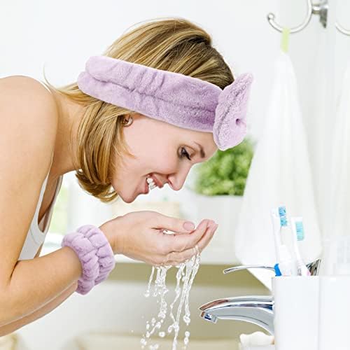 WHAVEL 6PCS Spa Headband and Wristbands Set, Face Wash Headband Wrist Bands for Washing Face Makeup Skincare Hair Band Skin Care Accessories Tools - Image 3