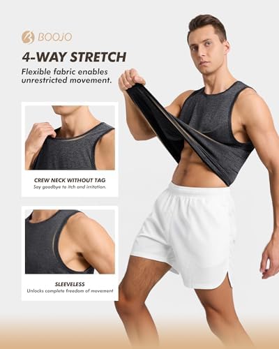 BOOJO 3 Pack Tank Tops Men - Summer Quick Dry Moisture Wicking Workout Muscle Sleeveless Shirts for Gym Beach Running - Image 3