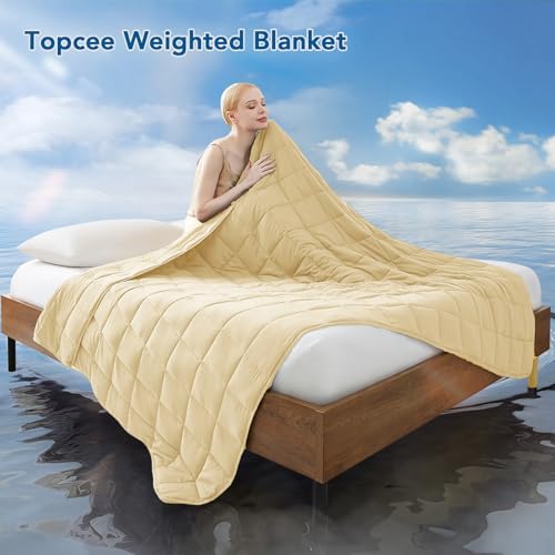 Topcee Weighted Blanket for Adults (15 lbs, 48" x 72") Twin Size Soft Cooling Heavy Blanket Sleeping, Apply to 130-160 lbs Body, Thick Breathable Blanket with Glass Bead, Easy Care - Image 2
