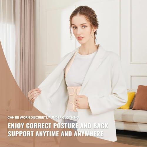 Back Brace Posture Corrector for Women and Men, Shoulder Straightener, Adjustable Full Back Support, Relief for Neck/Shoulder/Back Pain, Scoliosis & Hunchback Correction, Breathable Mesh Design (Beige, Medium/Large (Waist 33"-40")) - Image 4