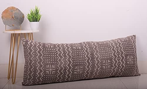 Trade Star 100% Cotton Spring Pillow Cover Handloomed Body Pillow Cover Throw Cushion Cover Decorative Oblong Lumbar Mudcloth Pillow Cases Brethable Handmade Pillow Case (Grey ALMA 14X36 Inch) - Image 3