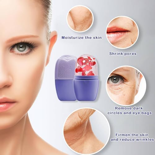 XHJRI Ice Face Roller Massager,Ice Cube Roller for Face, Eyes and Neck Naturally Conditioning and Skin Care,De-Puff Eye Bags,Reduce Migraine Pain,Reusable Massage Silicone Ice Mold (New Purple) - Image 6