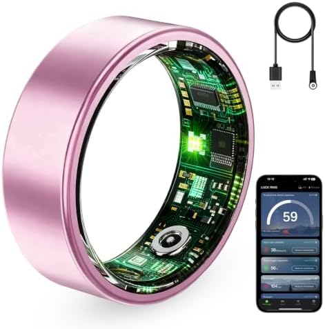 Smart Ring for Women & Men, Fitness Tracker Ring with Heart Rate Monitor, HRV, Sleep Tracking, No Subscription Fee, 10ATM Waterproof Activity Ring for Android & iPhone (Lavender Pink, #6) by Unknown