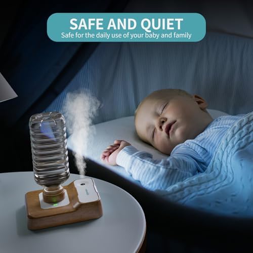 Travel Humidifier, Portable Humidifier for Plants, Bedroom, Office, Hotel or Car, Battery Operated Mini Cool Mist Humidifiers, Quiet 23dB, Auto-off, Night Light & BPA-Free, Wood Grain - Image 6