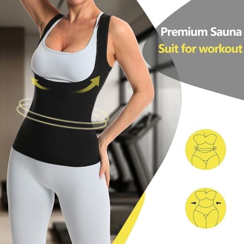 JBT Women's Sweat Shaper Vest for Weight Loss, Sauna Tank Top with Waist Compression, Body Shaper Workout Vest for Running - Image 2