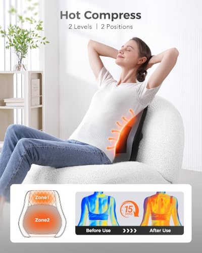 Boriwat Back Massager with Heat, 3D Kneading Massage Pillow for Back, Neck, Shoulder, Leg Pain Relief Deep Tissue, Gifts for Women Men Mom Dad(Dark Gray) - Image 2