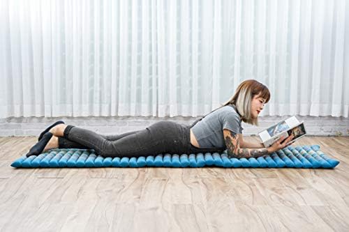 Leewadee - Foldable Floor Mattress - Japanese Roll Up Futon -Trifold Tatami Mat- Guest Floor Bed - Camping Mattress - Thai Massage Mat, Kapok Filled, 75 x 20 inches, Light Blue - Image 2