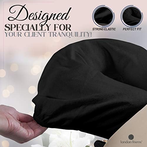 LONDON LINENS Pack of 4, Premium Extra Thick 100% Cotton Flannel Massage Tables Face Cradle Covers Cozies Fitted - Includes 4 pcs (Black) - Image 5