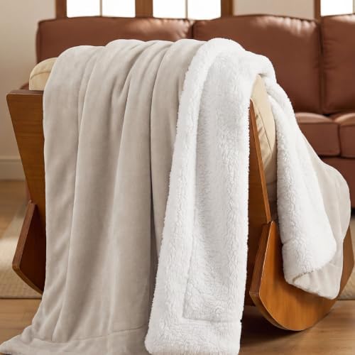 Bedsure GentleSoft Sherpa Fleece Twin Size Blanket for Couch, Non-Heated, Thick and Warm Throw for Women and Men, Soft Fuzzy Plush Twin Blanket for Winter, Beige, 60x80 Inches - Image 3