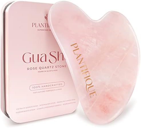PLANTIFIQUE Rose Quartz Gua Sha Tool – Anti-Aging Face Massager & Jawline Shaper for Skincare Routine – Facial Massage & Skin Care Gift by Plantifique