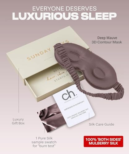 SUNDAYSILKS™ 3D Contoured Silk Sleep Mask | Padded Silk Eye Mask with Eye Cups for Lash Extensions | Blackout, Organic for Women & Men, Perfect for Travel, Slip-Free Deep Sleeping, Antifaz para Dormir - Image 3