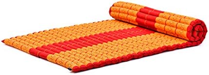 Leewadee - Kapok Roll Mat – Handcrafted Folding Sleep & Relaxation Mattress from Thailand, Ideal as Guest Bed, Camping Mat, Yoga Mat or Traditional Futon, 75 x 39 inches, Orange Red by Leewadee
