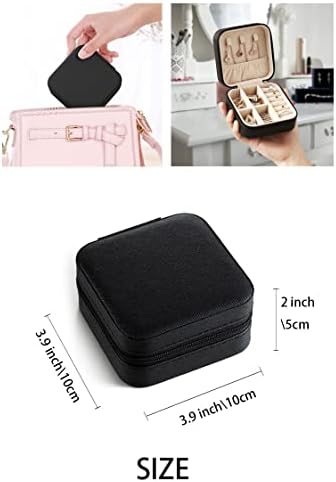 ZPROW Travel Jewelry Case, Mini Portable Jewelry Travel Boxes, Small Jewelry Organizer for Rings, Earrings, Pendants, Watches, Necklaces, Lipsticks Organizer Storage Holder Case (Black) - Image 3