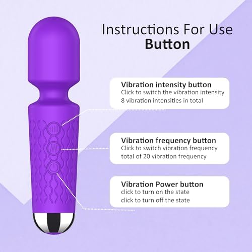 Handheld Cordless Mini Massager, Powerful Quiet with Waterproof, 20 Modes & 8 Speeds Vibration Wand for Back Neck Shoulders, Muscle Soreness Relief & Recovery (Purple) - Image 6